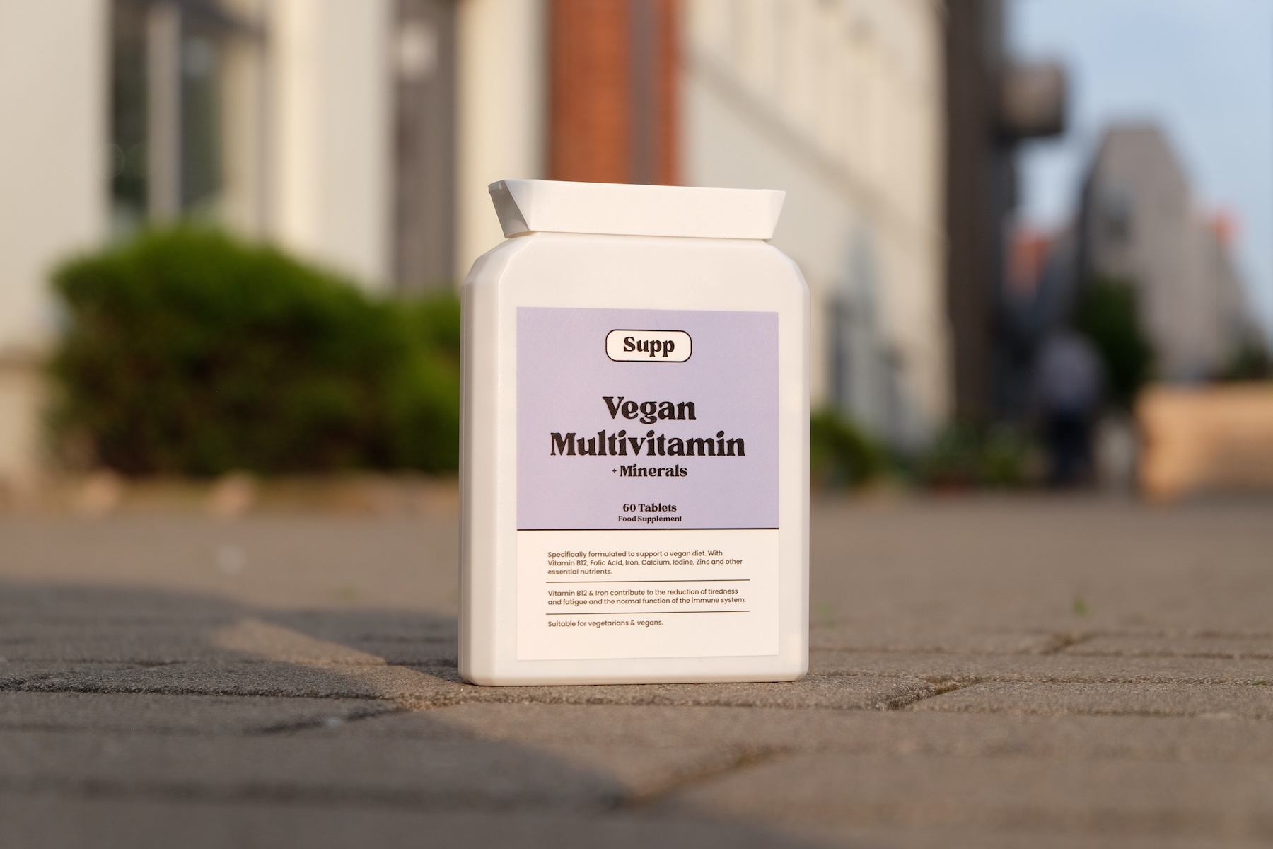 vegan multivitamin facing the sun
