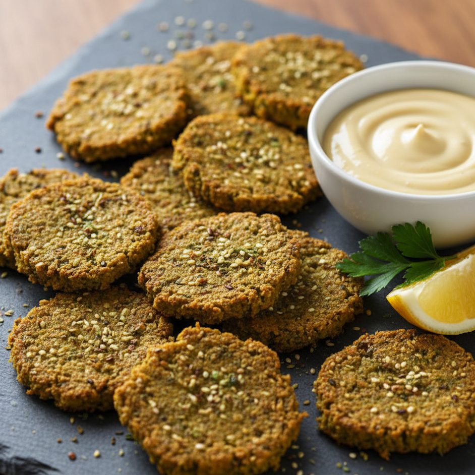 Za'atar Falafel Crisps with Lemon Tahini Dip