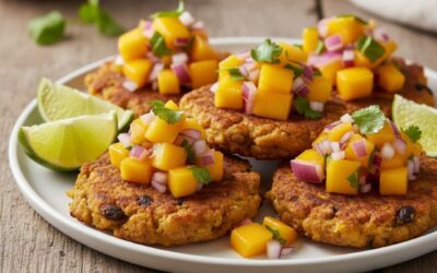 Caribbean Plantain & Black Bean Patties with Mango Salsa