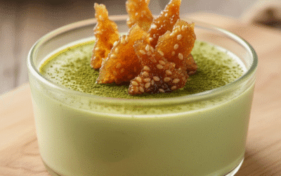 Matcha Panna Cotta with Sesame Brittle
