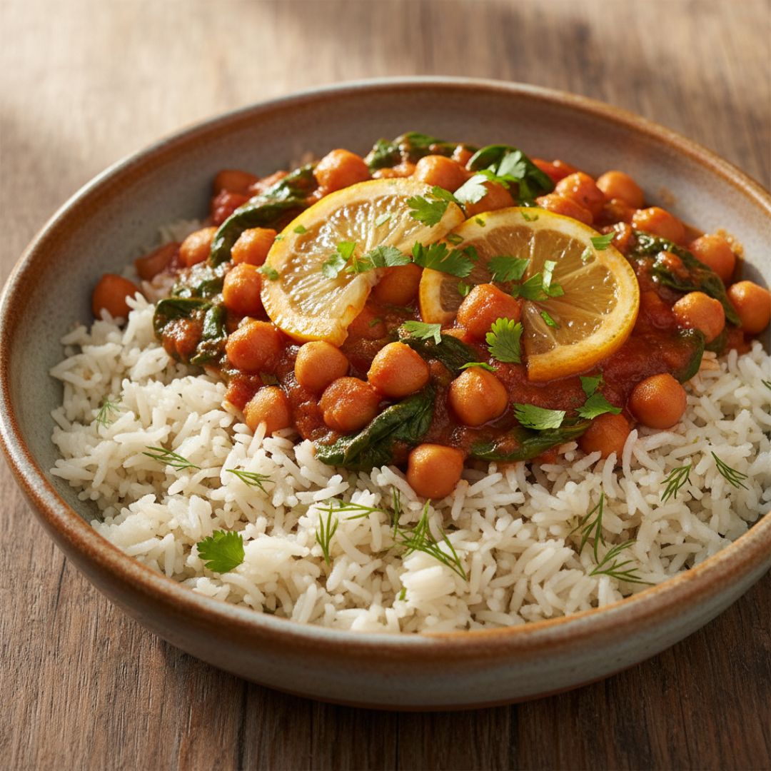 Single-dish of chickpea tagine.