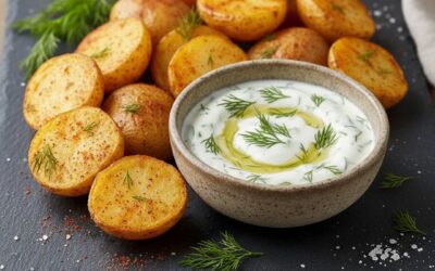 Paprika Potato Bites with Dill-Yoghurt Dip