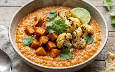 Creamy Coconut Lentil Dahl with Roasted Vegetables